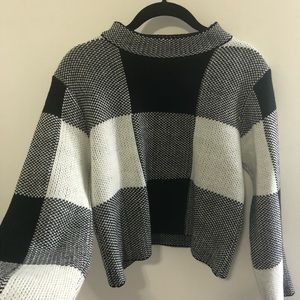 Not Tagged Checkered Cropped Soft Mock-neck Sweater, best fits S-M